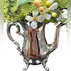 Vintage Newely Designed Elegant Floral Arrangement in Silver-plated Pitcher